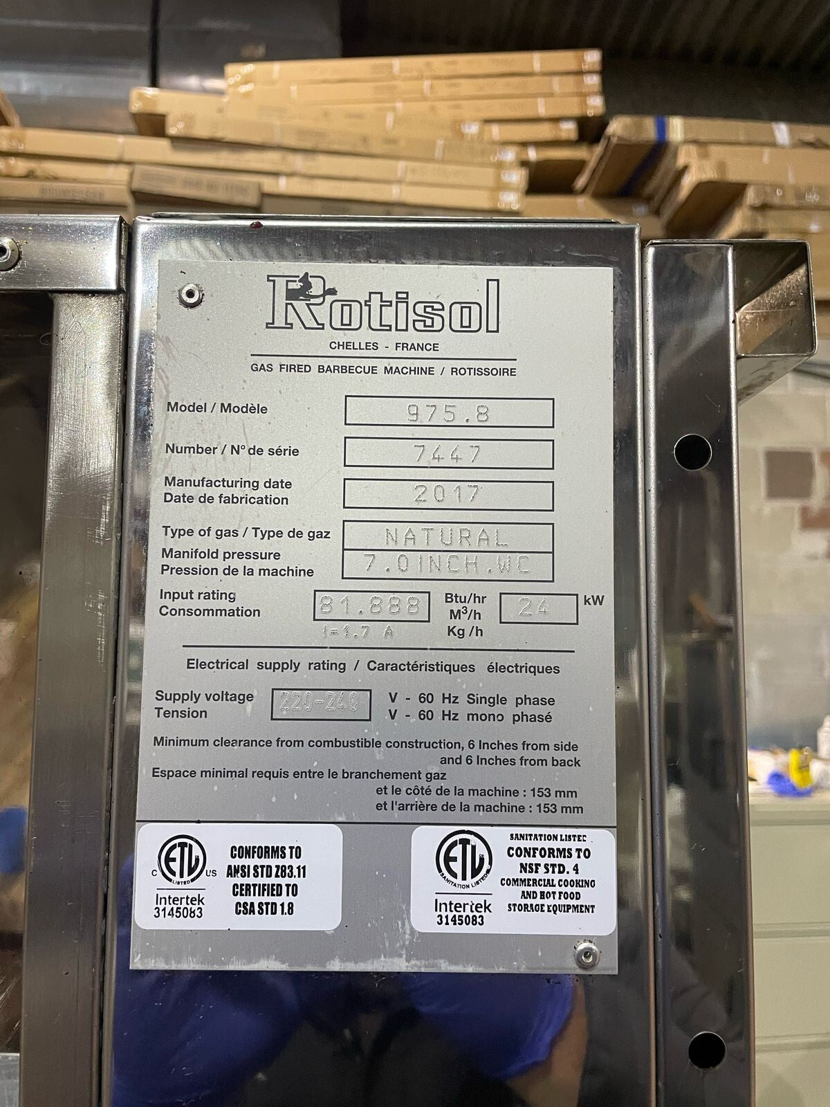 Rotisol USA GF975-8G-LUX Gas 8 Spit Commercial Rotisserie w/24 Bird Capacity, NG
