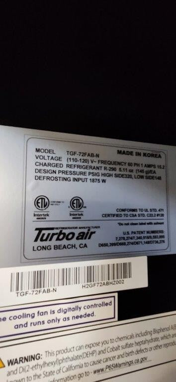 Turbo Air TGF-72FAB-N Freezer, Merchandiser