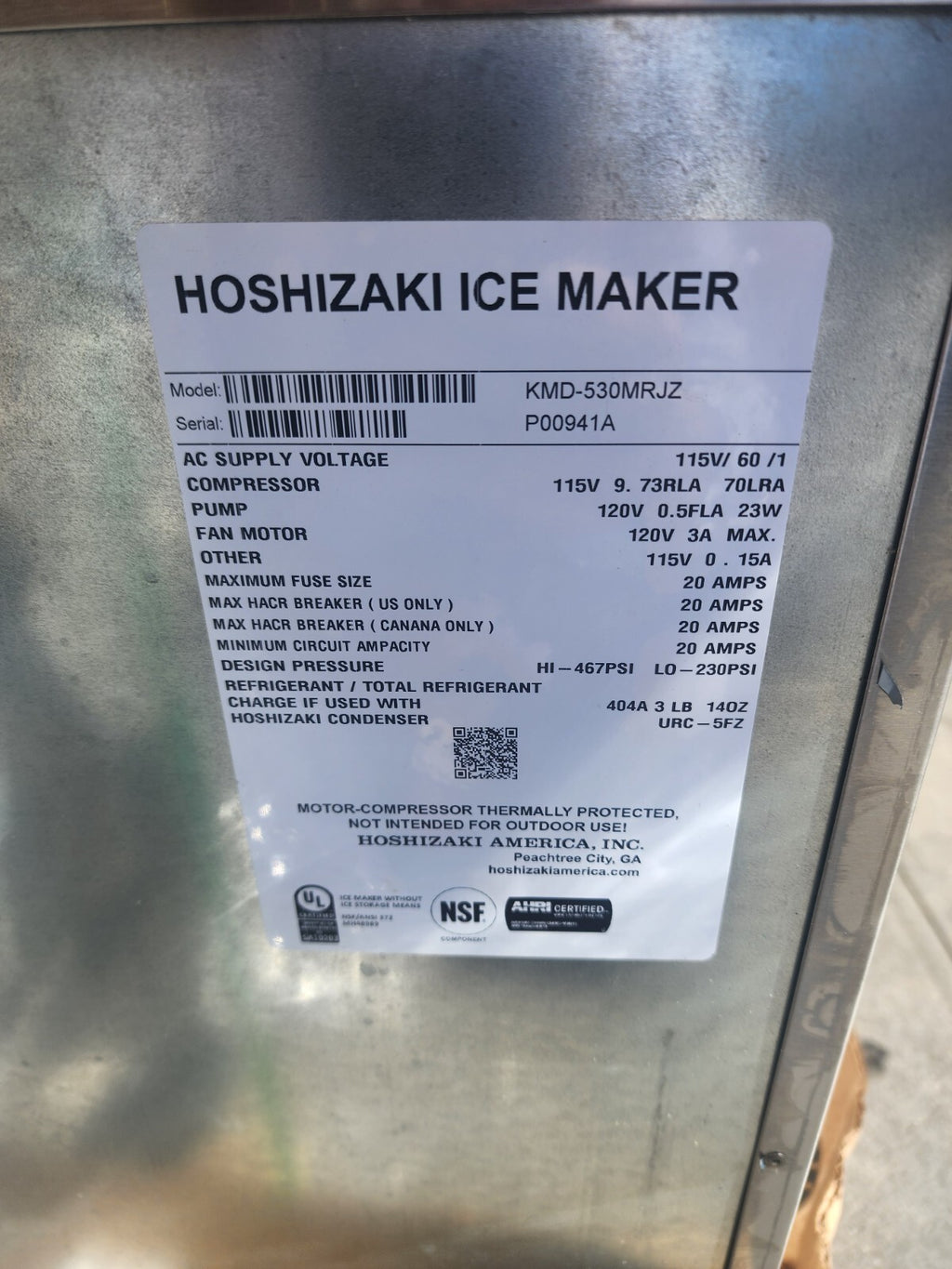Hoshizaki KMD-530MRJZ Ice Maker Cube-Style with  BD-500SF 30" Ice Bin - 500 lbs
