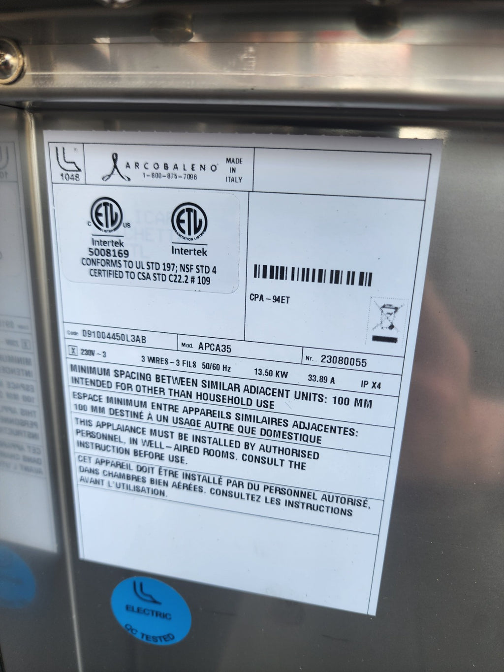 Arcobaleno APCA35 11 Gallon Electric Pasta Cooker with Automatic Water Refill - Brand New