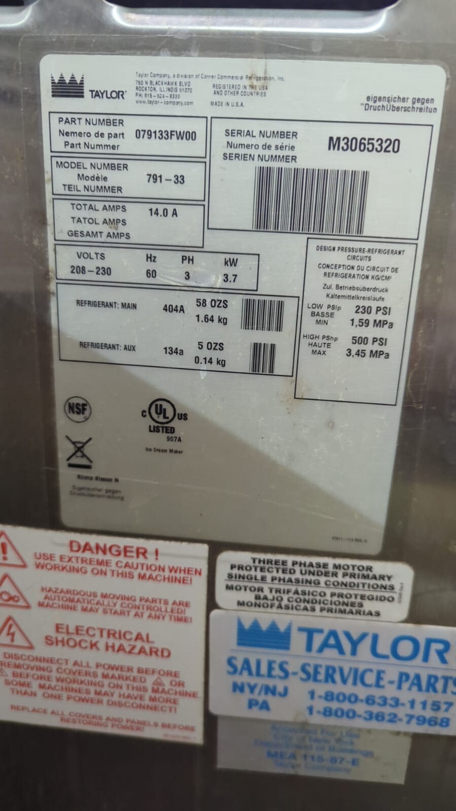 Taylor 791-33 Soft Serve Ice Cream Machine