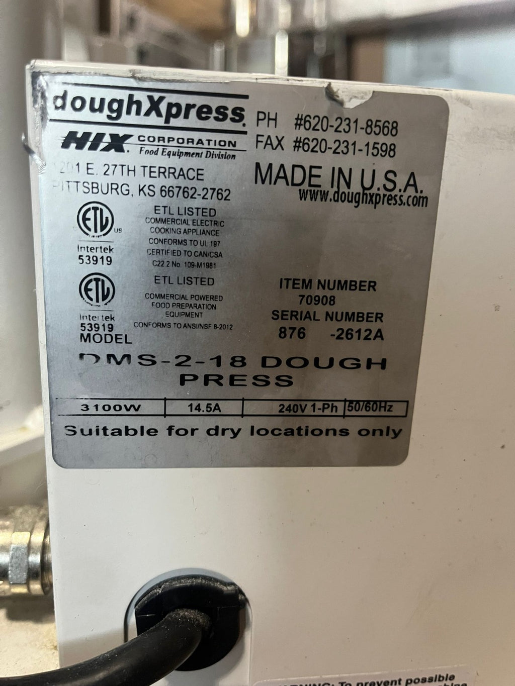 DoughXpress DMS-2-18 Pizza Dough Press