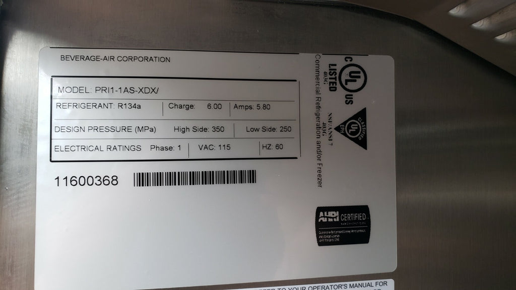 Beverage-Air pr1-1as-xdx  Stainless Steel Solid Door Roll-In