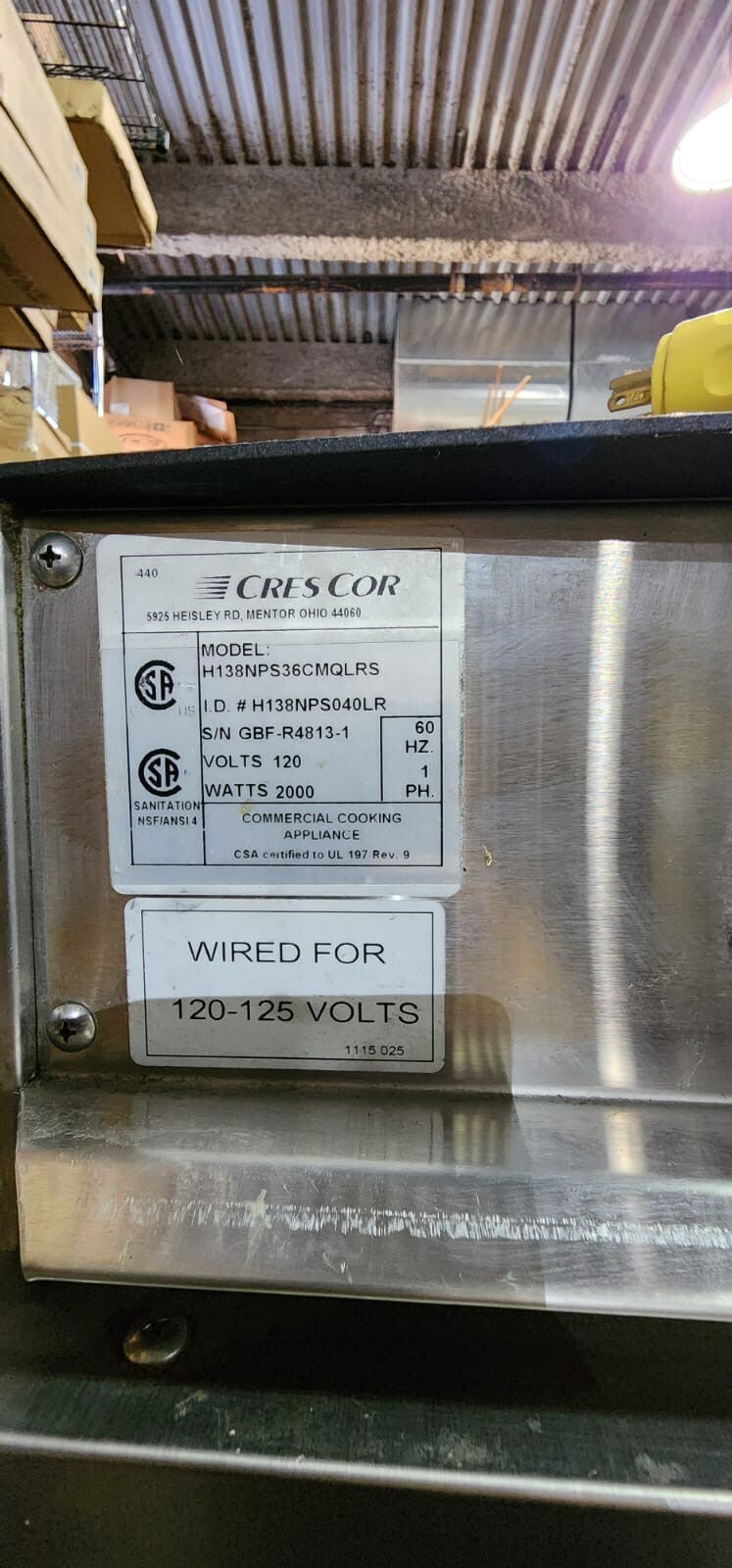 Cres Cor  MODEL: H-138-NPS-36CMQLRS Full Height Insulated Mobile Heated Cabinet