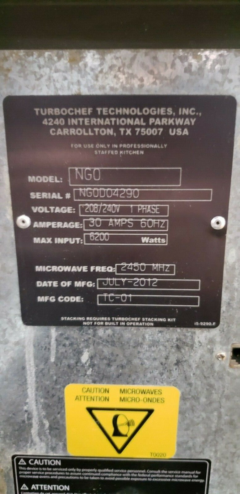 TurboChef NGO Sota high speed microwave/convection oven