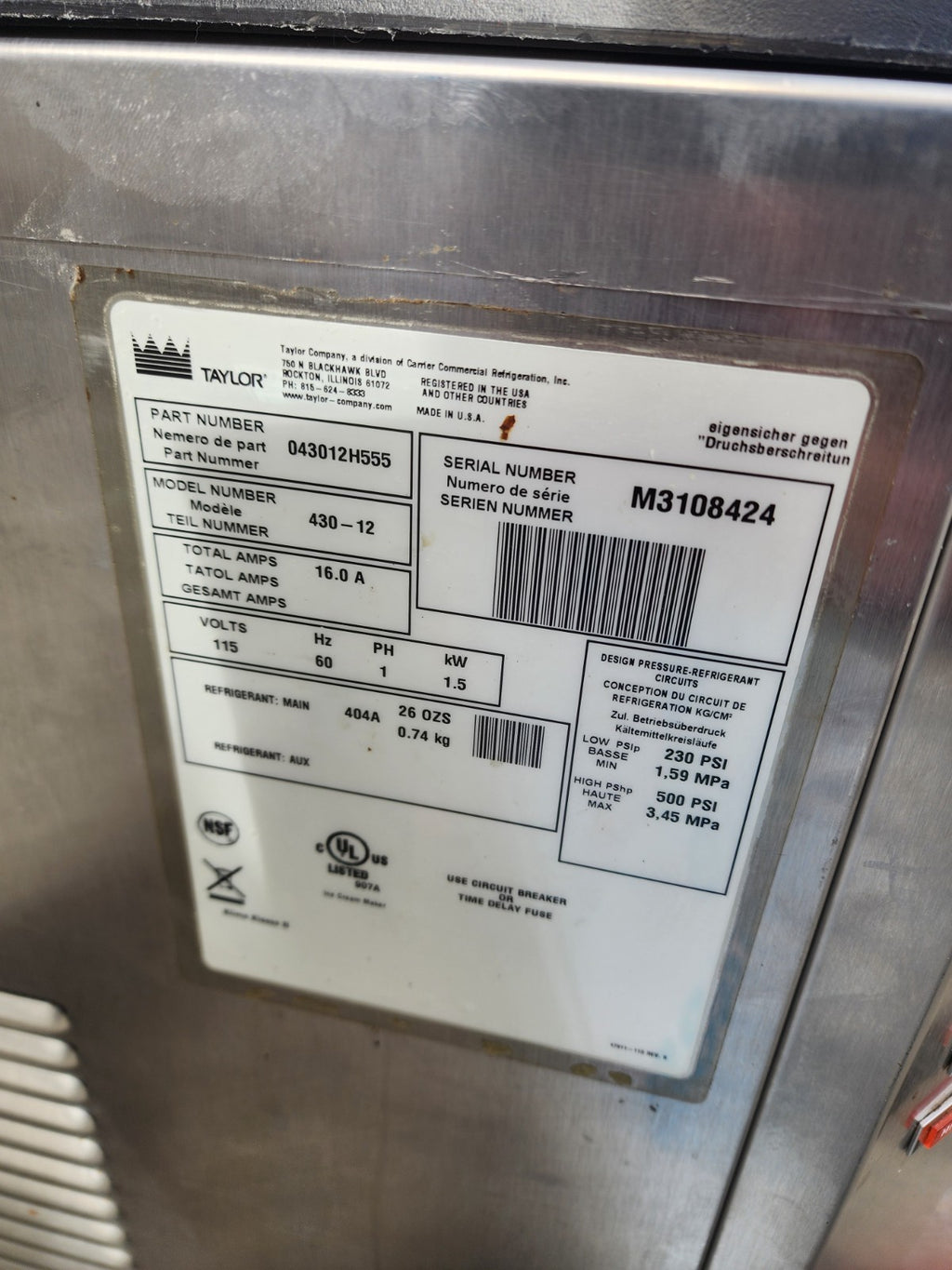 2013 Taylor 430 Frozen Drink, Margarita, & Milkshake Machine - 115V6