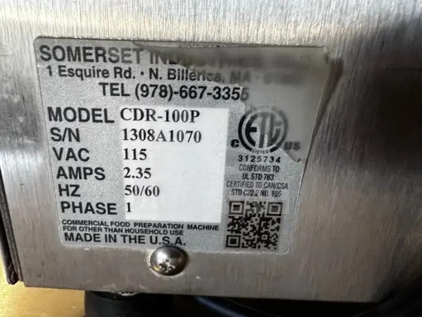 Somerset CDR-100P Commercial Dough Roller Electric Countertop Tested Works!6