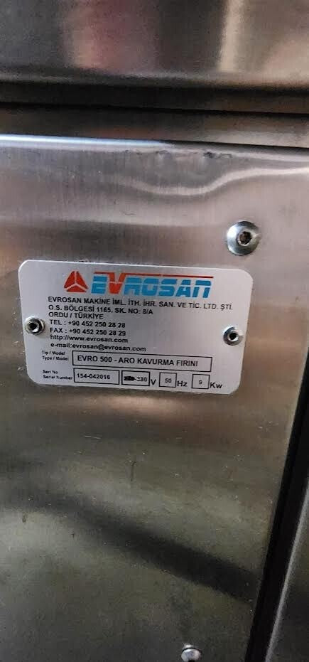 EVRO 500 MINI NUTS commercial  ROASTING OVEN 240 voltage  3 phase6