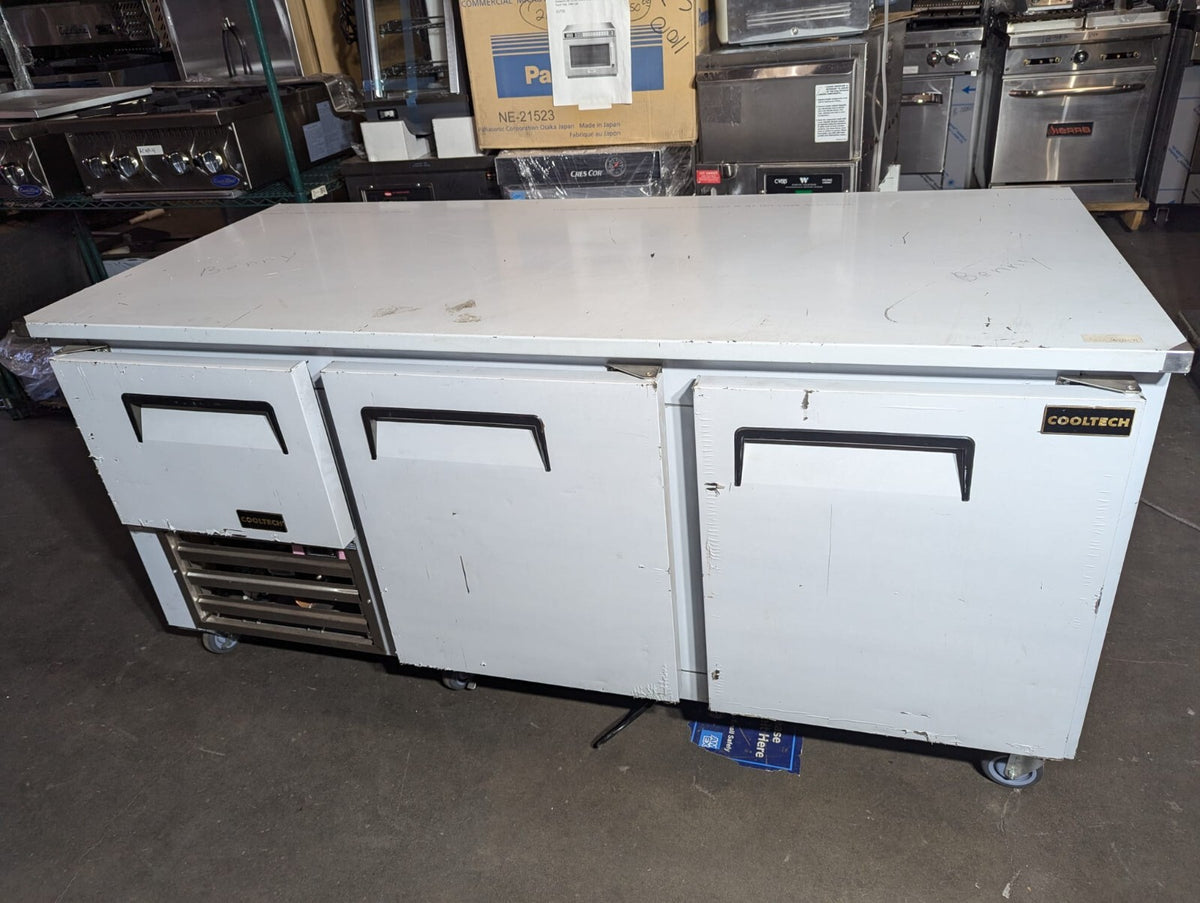 Cooltech 2-1/2 Door Low Boy Worktop Refrigerator 72" ctr-72lb0