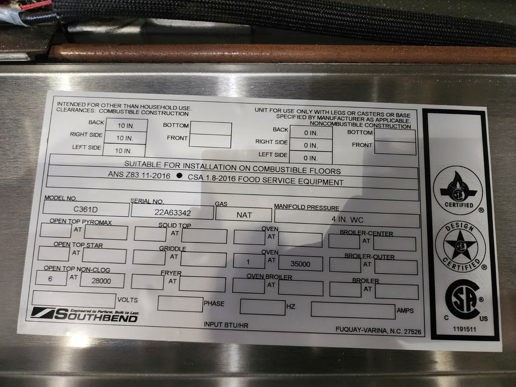 Southbend S36D 36" 6 Burner Gas Range w/ Standard Oven, Natural Gas3