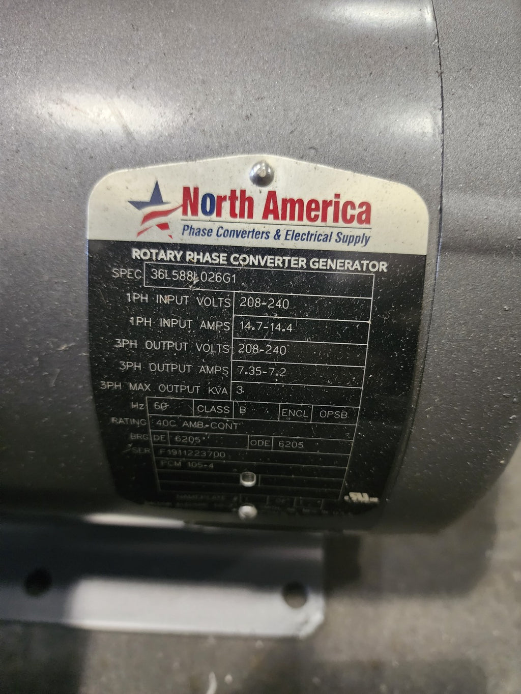 North America Pro Line 36L588L026G1 Motor Converter Generator Rotary4