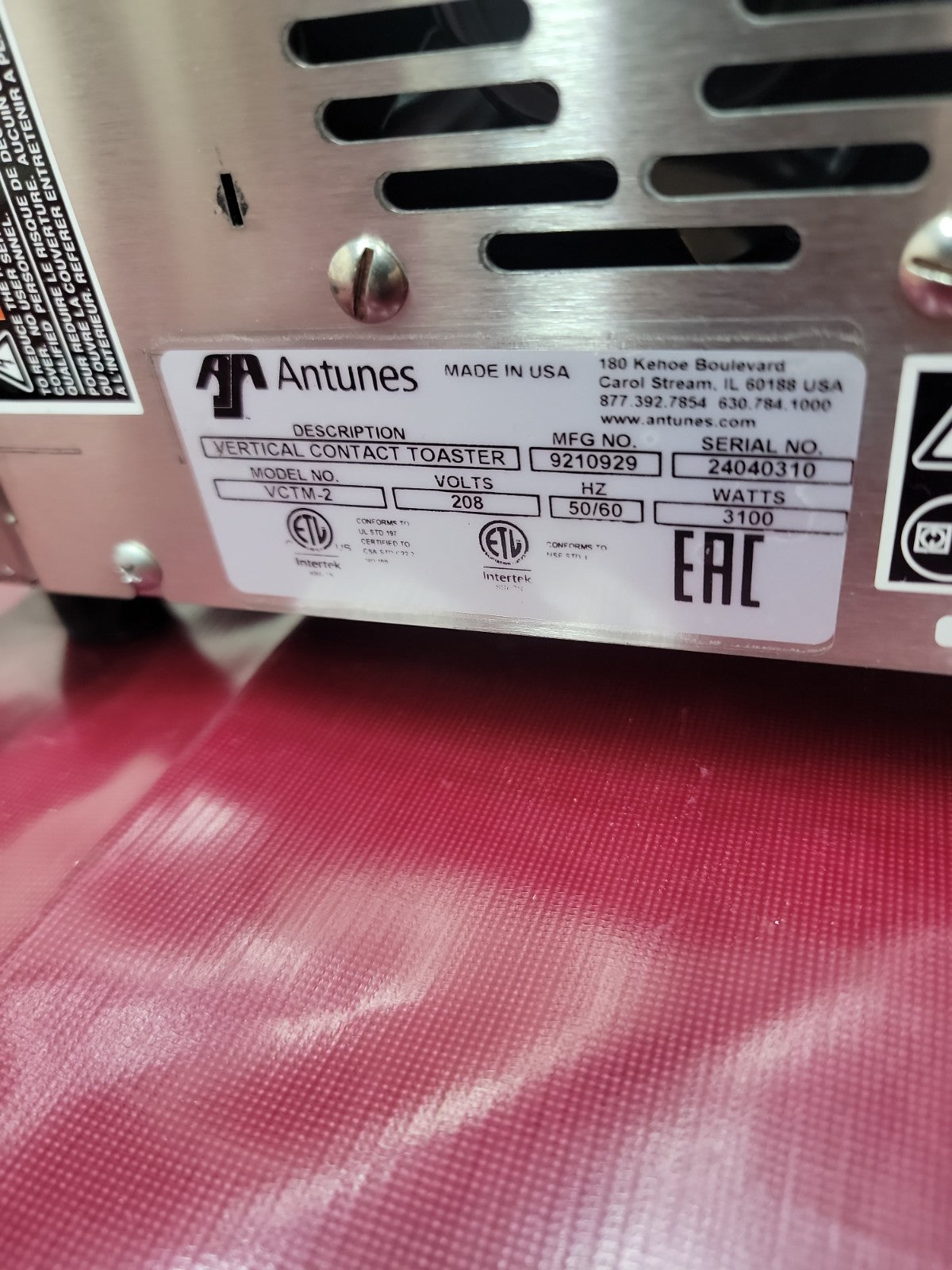 Antunes VCTM-2-9210929 14 Inch Vertical Contact Toaster Electric with Auxiliary3