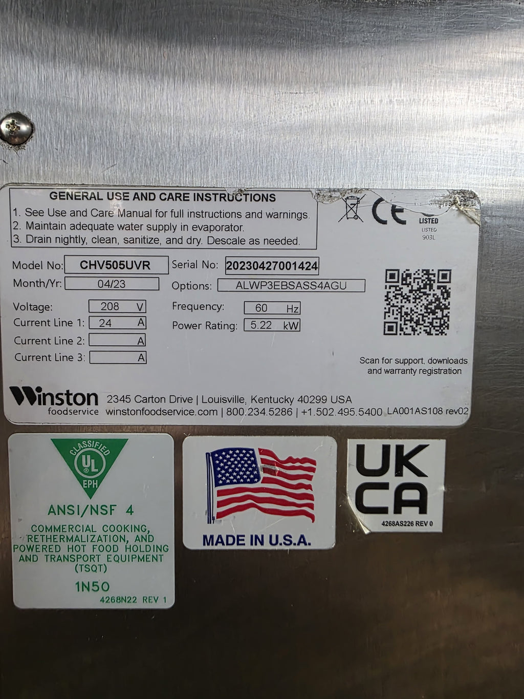 Winston CHV5-05UV-ST 208/240v Electric Cook & Hold Oven