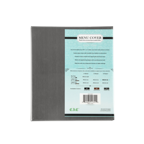 CAC MCC4-11GY Menu Cover