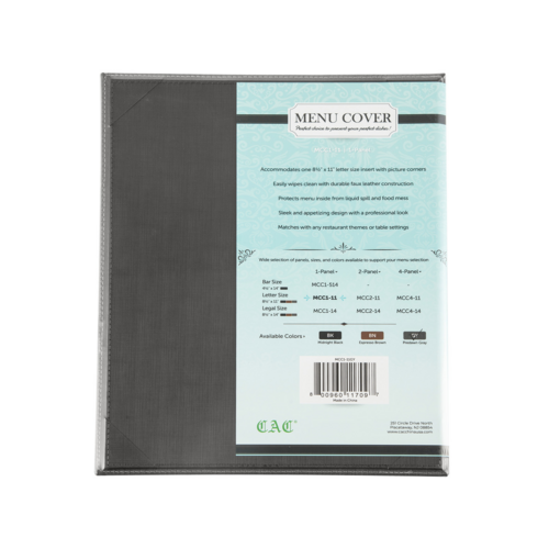 CAC MCC1-11GY Menu Cover
