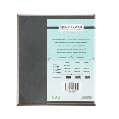 CAC MCC1-11BN Menu Cover