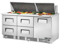 True Mfg. - General Foodservice TFP-72-30M-D-4-HC Refrigerated Counter, Mega Top Sandwich / Salad Unit