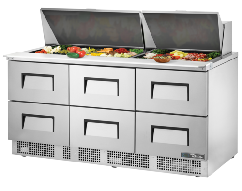 True Mfg. - General Foodservice TFP-72-30M-D-6-HC Refrigerated Counter, Mega Top Sandwich / Salad Unit