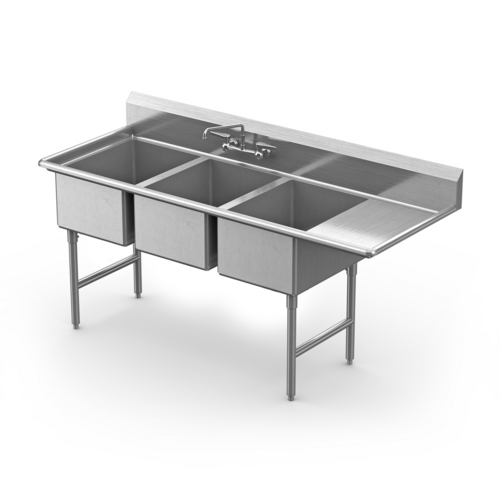 Winholt Equipment WS3T1818RD18-14DP-14GA Sink, (3) Three Compartment