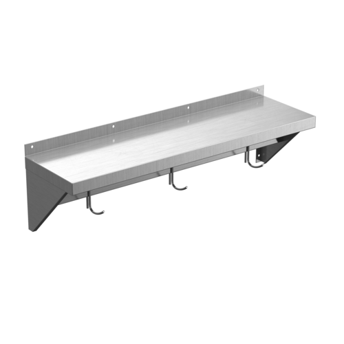 Winholt Equipment SSWMSH152 Overshelf, Wall-Mounted with Pot Rack