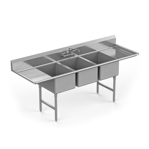 Winholt Equipment WS3T18242D24-14DP-14GA Sink, (3) Three Compartment