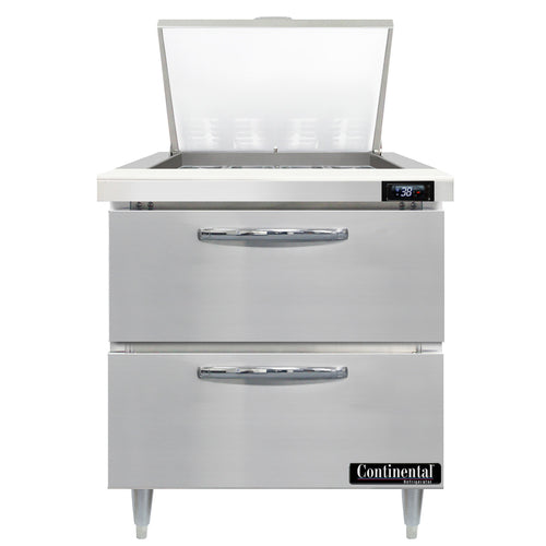Continental D32N12M-D Refrigerated Counter, Mega Top Sandwich / Salad Unit