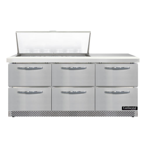 Continental D72N18M-FB-D Refrigerated Counter, Mega Top Sandwich / Salad Unit