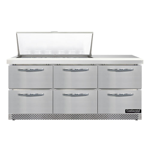 Continental SW72N18M-FB-D Refrigerated Counter, Mega Top Sandwich / Salad Unit