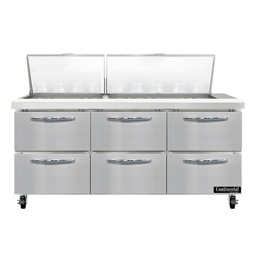 Continental SW72N27M-D Refrigerated Counter, Mega Top Sandwich / Salad Unit