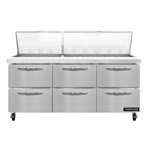 Continental SW72N30M-D Refrigerated Counter, Mega Top Sandwich / Salad Unit
