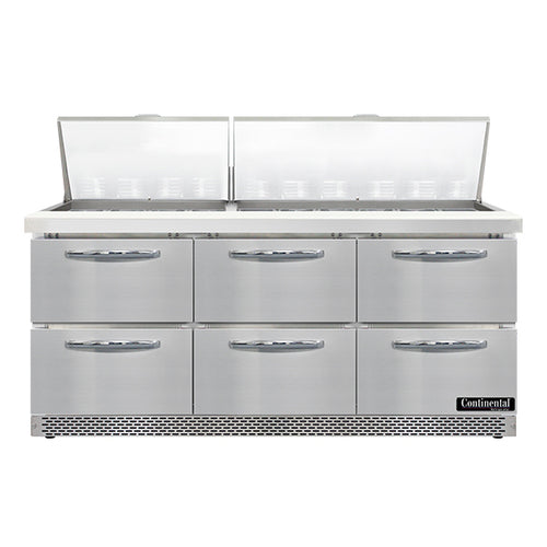 Continental SW72N30M-FB-D Refrigerated Counter, Mega Top Sandwich / Salad Unit