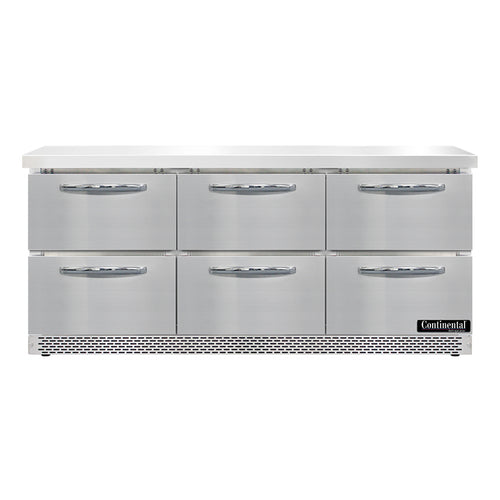 Continental SW72N-FB-D Refrigerated Counter, Work Top