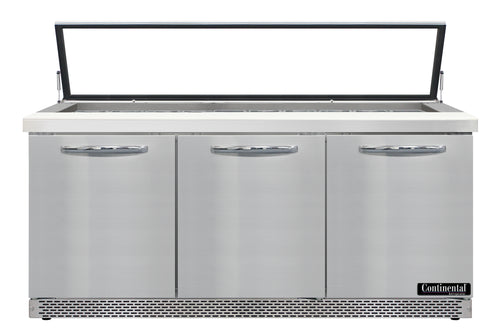Continental SW72N30M-HGL-FB Refrigerated Counter, Mega Top Sandwich / Salad Unit