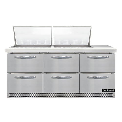 Continental SW72N24M-FB-D Refrigerated Counter, Mega Top Sandwich / Salad Unit