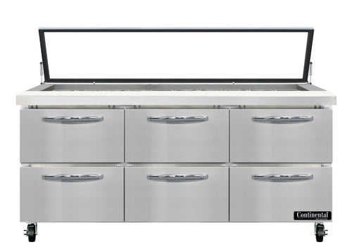 Continental SW72N30M-HGL-D Refrigerated Counter, Mega Top Sandwich / Salad Unit