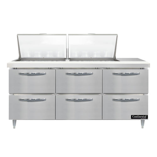 Continental D72N24M-D Refrigerated Counter, Mega Top Sandwich / Salad Unit