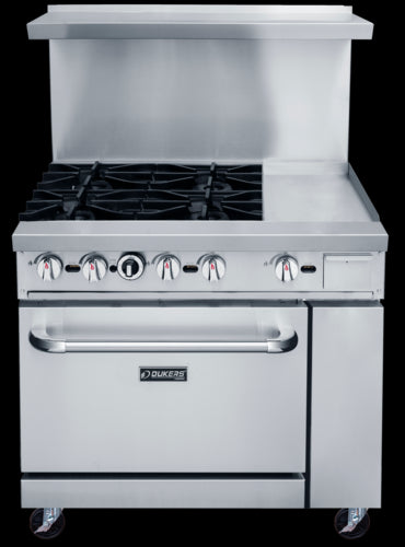 Dukers DCR36-4B12GM Range, 36" Restaurant, Gas