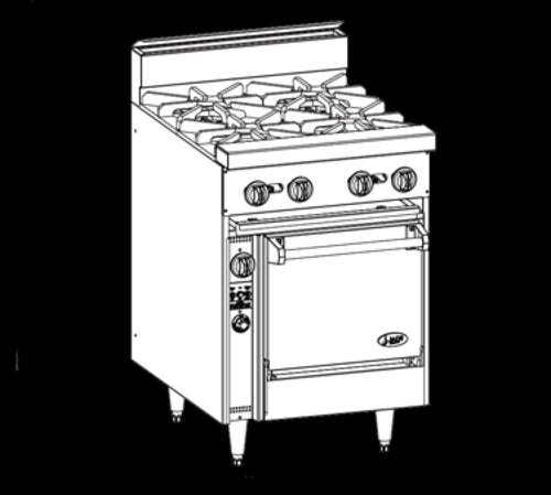 Jade Range JBR-4 Range, 24" Restaurant, Gas