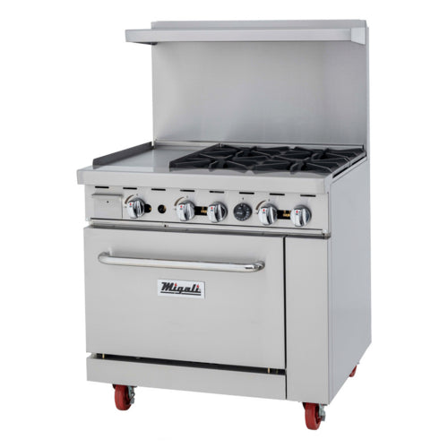 Migali C-RO4B-12GL-NG Range, 36" Restaurant, Gas