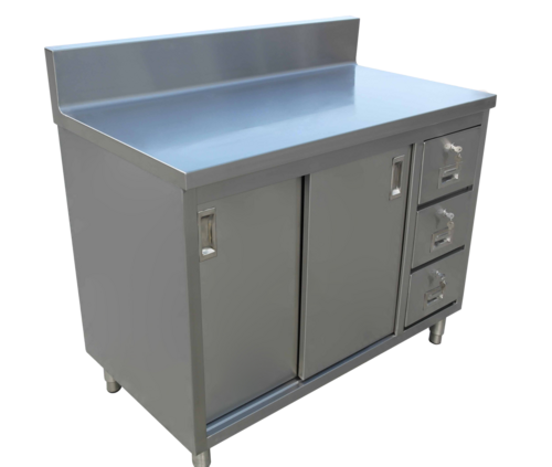 Omcan 43483 Work Table, Cabinet Base Sliding Doors