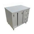 Omcan 44195 Work Table, Cabinet Base Sliding Doors