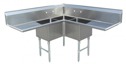 Omcan 43073 Sink, (3) Three Compartment