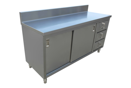 Omcan 43484 Work Table, Cabinet Base Sliding Doors