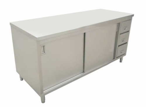 Omcan 44196 Work Table, Cabinet Base Sliding Doors