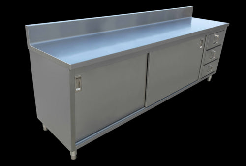 Omcan 43485 Work Table, Cabinet Base Sliding Doors