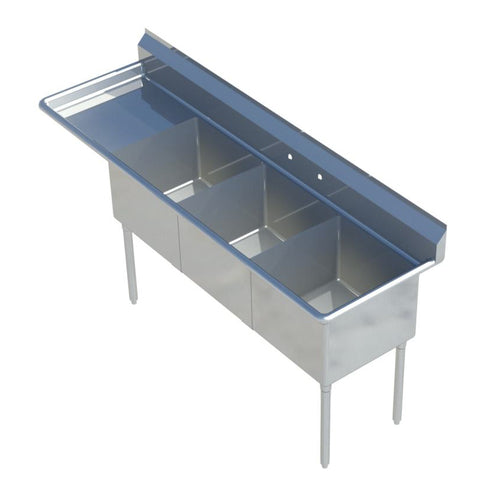 Sapphire SMS-3-1821L Sink, (3) Three Compartment