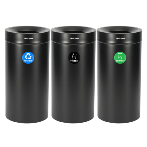 Alpine ALP475-27-BLK-R-T-CO Recycling Receptacle / Container, Metal