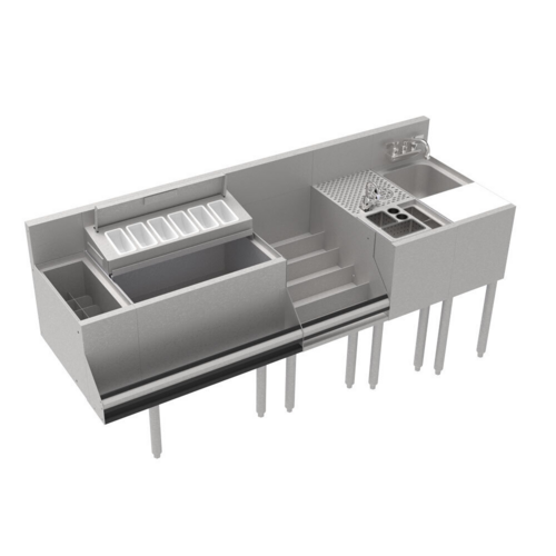 Krowne KR24-MT72-10 Underbar Ice Bin/Cocktail Station, Sink Combo