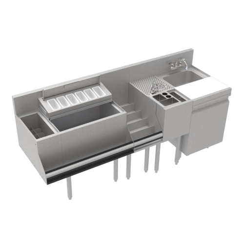 Krowne KR24-MT74 Underbar Ice Bin/Cocktail Station, Sink Combo
