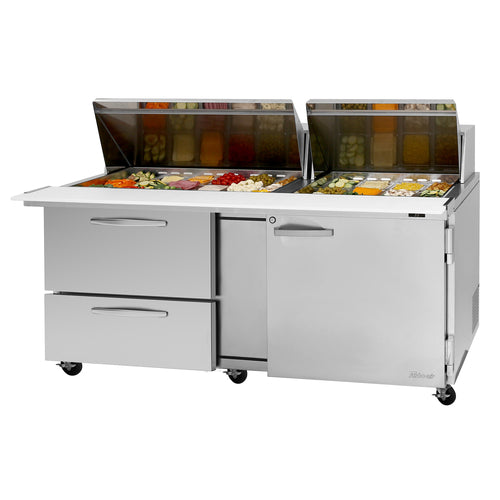 Turbo Air PST-72-30-D2R(L)-N Refrigerated Counter, Mega Top Sandwich / Salad Unit